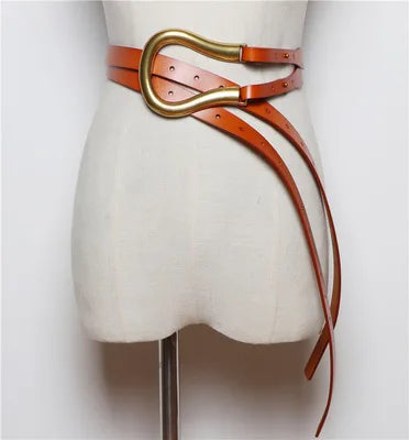 Women's Double Strap Belt with U-Buckle – Leather & PU Options