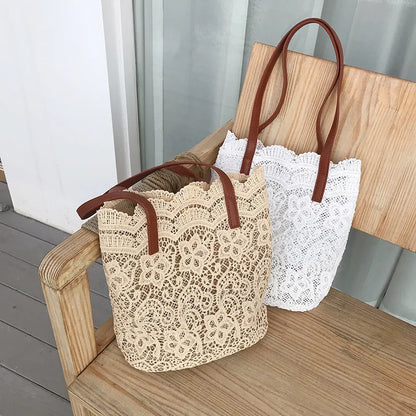 Lace Tote Bag – Elegant Korean-Style Shoulder Bag for Women