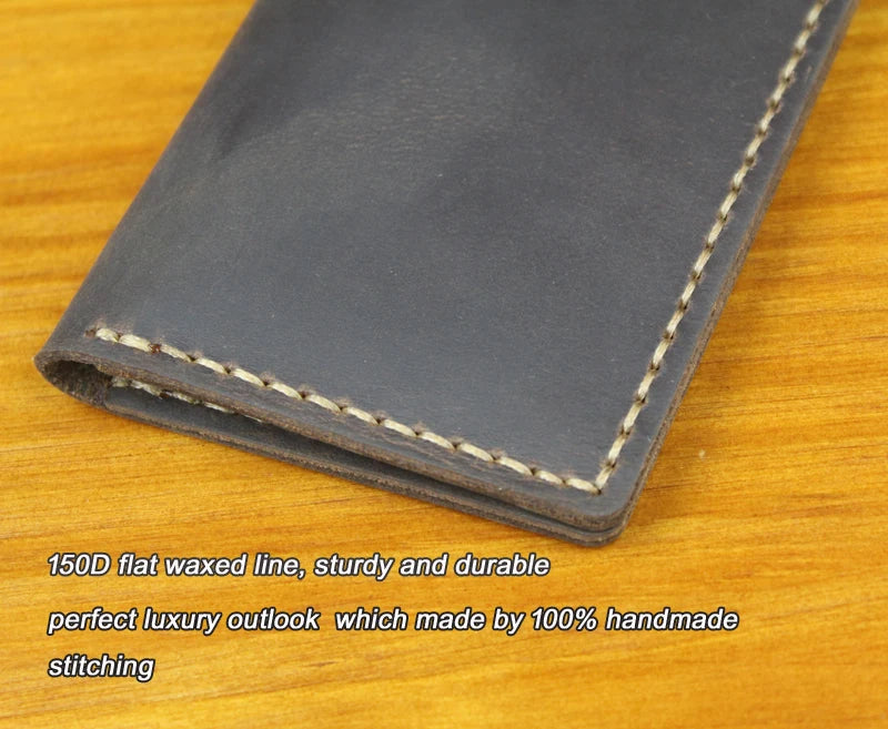 Handmade Crazy Horse Leather Card Holder – Slim Wallet