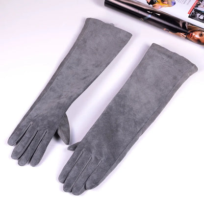 Women's Long Suede Leather Opera Gloves – Evening & Party Wear