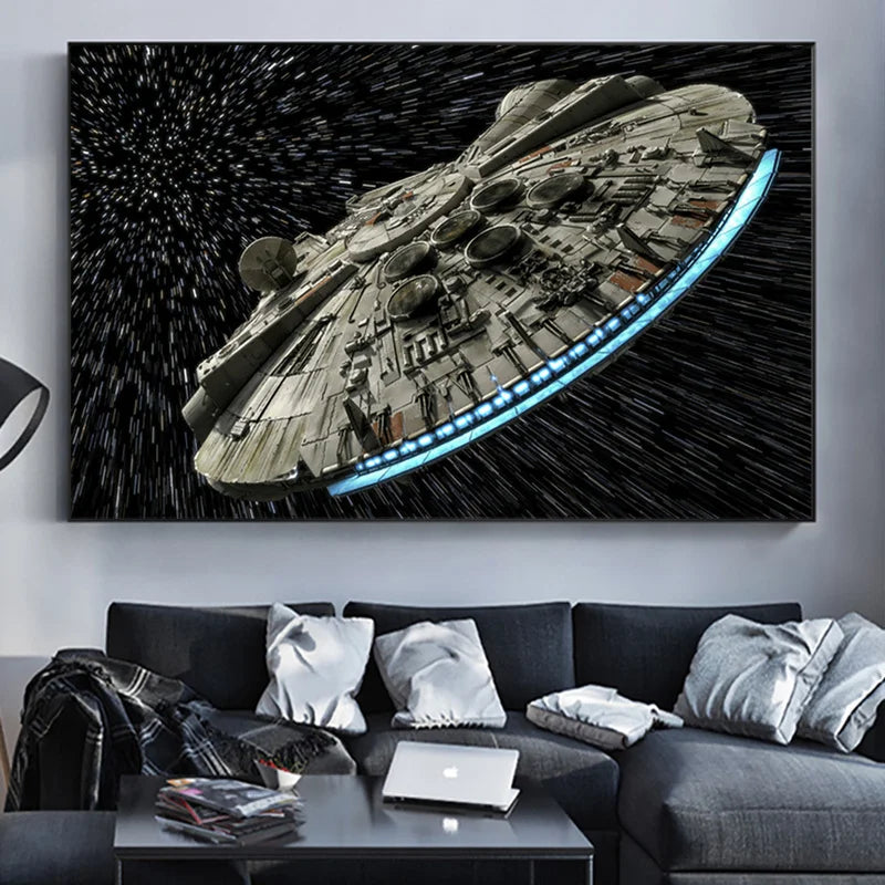 Classic Science Fiction Film Canvas Paintings Destroyer Falcon Spaceship Posters Print Wall Art