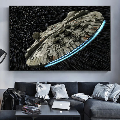 Classic Science Fiction Film Canvas Paintings Destroyer Falcon Spaceship Posters Print Wall Art