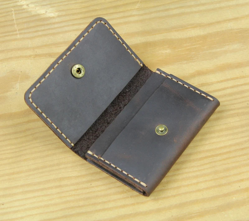 Handmade Genuine Leather Card Wallet – Slim Bifold Purse