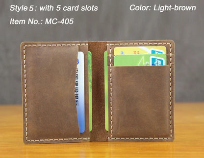 Handmade Crazy Horse Leather Card Holder – Slim Wallet