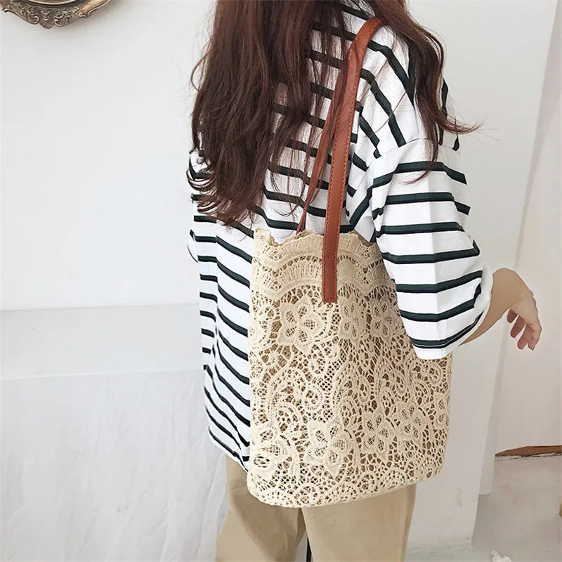 Lace Tote Bag – Elegant Korean-Style Shoulder Bag for Women