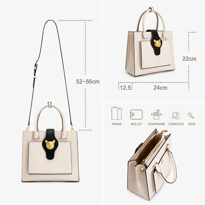 Leather Crossbody Shoulder Bag – Cat Gold Hardware Tote