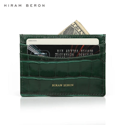 Personalized Leather Card Holder Wallet – Croc-Embossed, Custom Monogram