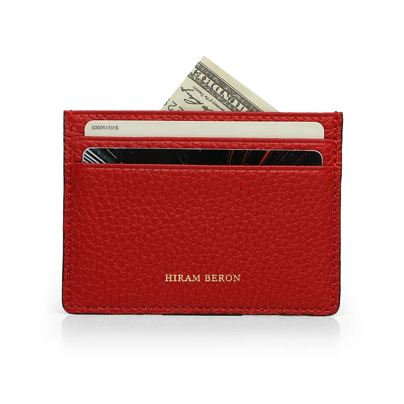 Hiram Beron Monogram Premium Pebble Leather Wallet Card Holder Women Man Case Dropship