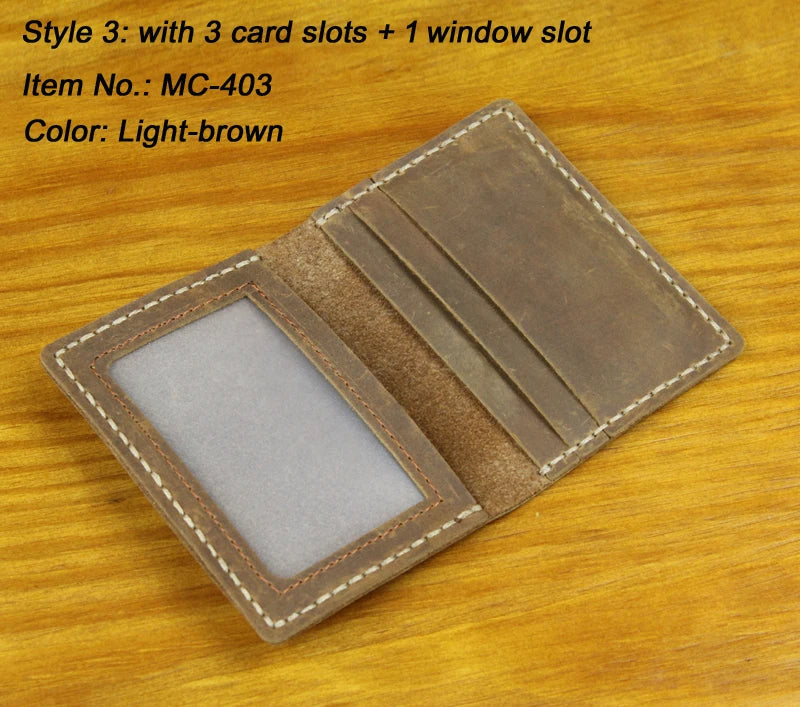 Handmade Crazy Horse Leather Card Holder – Slim Wallet