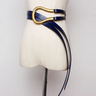 Women's Double Strap Belt with U-Buckle – Leather & PU Options