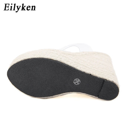Women's Platform Wedge Sandals – Clear PVC Peep Toe Espadrille Slippers