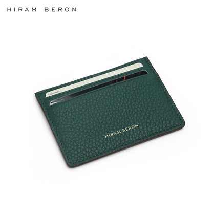 Hiram Beron Monogram Premium Pebble Leather Wallet Card Holder Women Man Case Dropship
