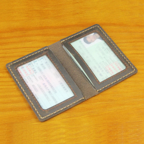 Handmade Crazy Horse Leather Driving License & Card Holder Wallet