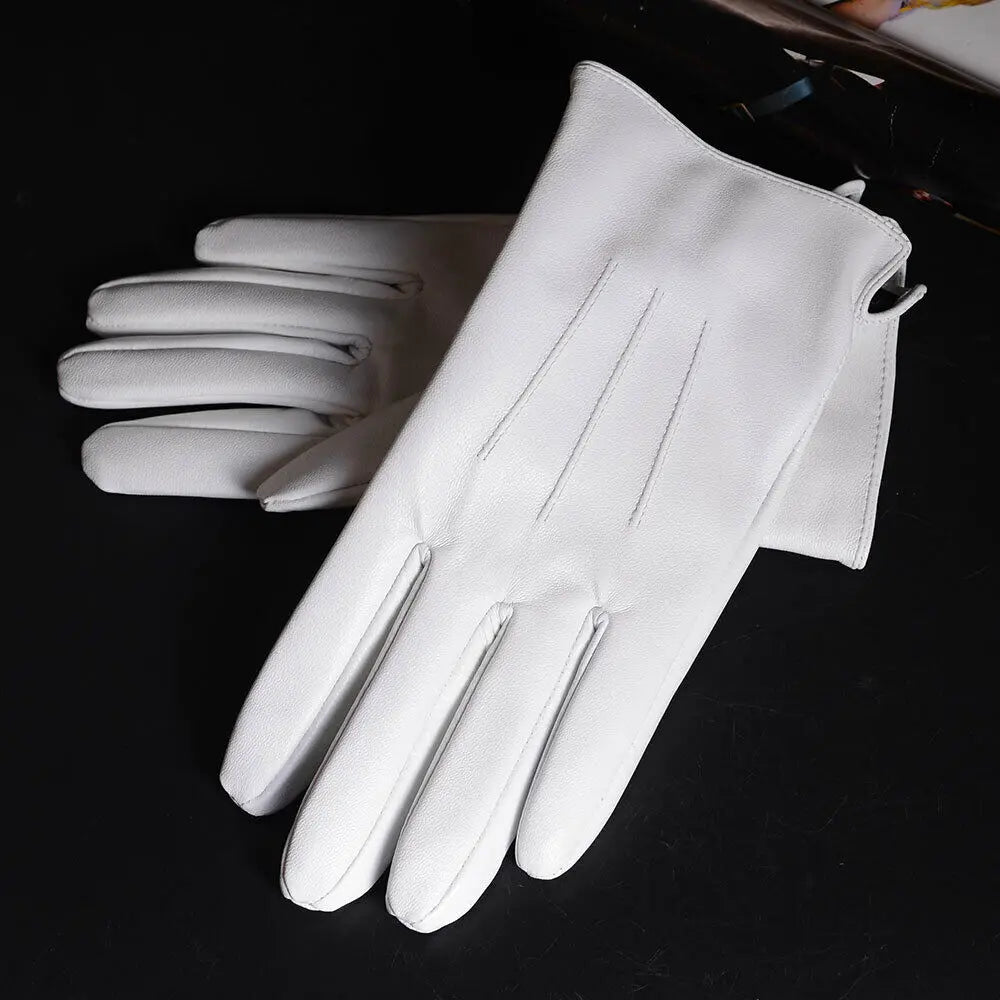 Women's Sheepskin Leather Winter Gloves with Thick Lining