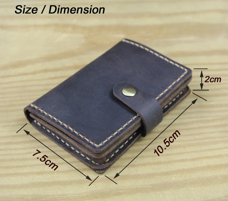 Handmade Vintage Crazy Horse Leather Card Holder Wallet
