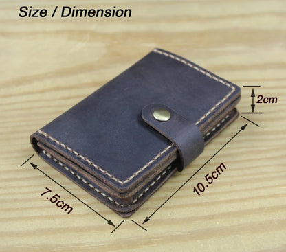 Handmade Vintage Crazy Horse Leather Card Holder Wallet