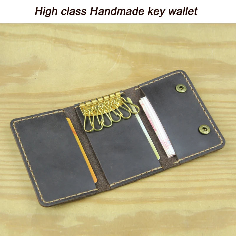 Genuine Leather Key Holder Wallet – Handmade Vintage Organizer