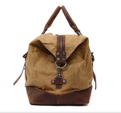 Waxed Canvas Leather Duffle Bag – Waterproof Weekend Travel Bag for Men