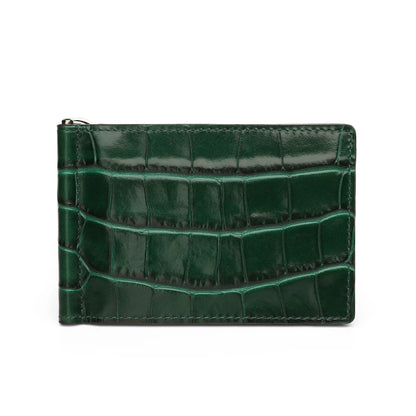 Customized Genuine Cow Leather Crocodile Embossed Men Money Clip Slim Card Pack Bills Cash Clips