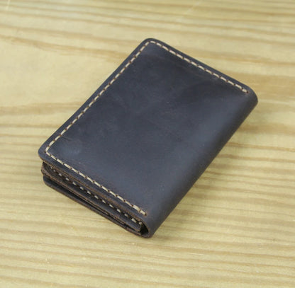 Genuine Leather Business Card Holder – Handmade Retro Wallet