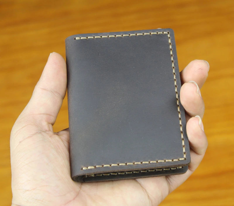 Handmade Crazy Horse Leather Card Holder – Slim Wallet
