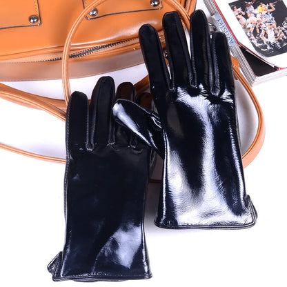 Women's Patent Leather Gloves – Touchscreen Winter Warm