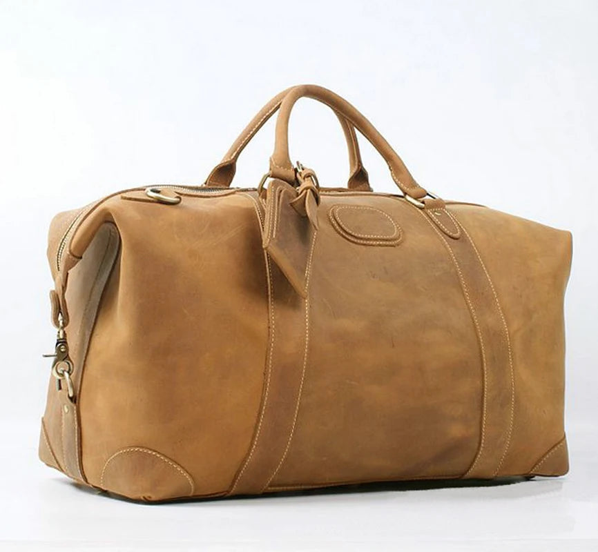 Crazy Horse Leather Duffle Bag for Men