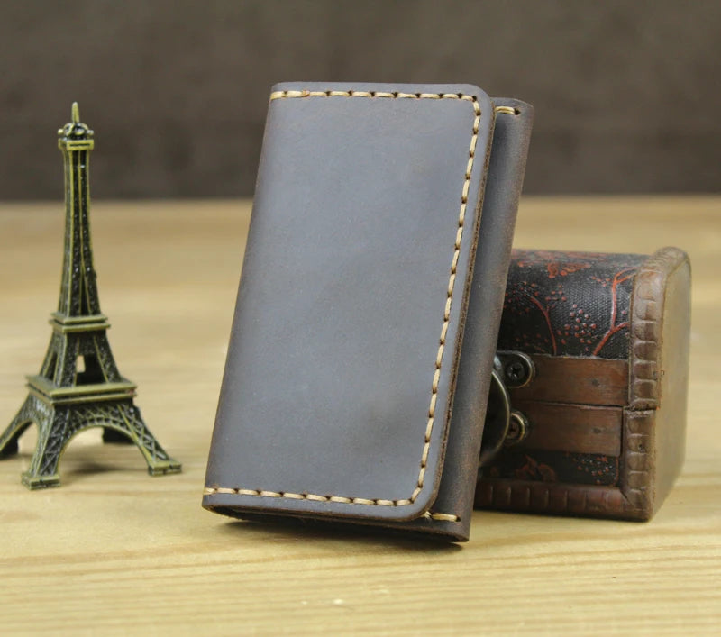 Genuine Leather Key Holder Wallet – Handmade Vintage Organizer