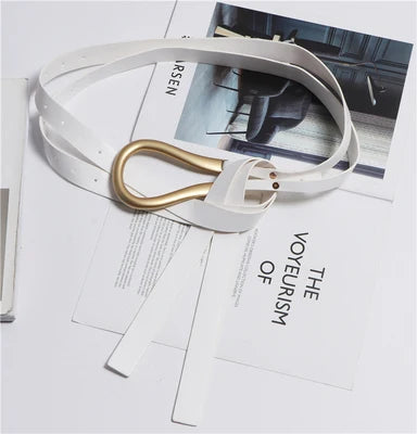Women's Double Strap Belt with U-Buckle – Leather & PU Options