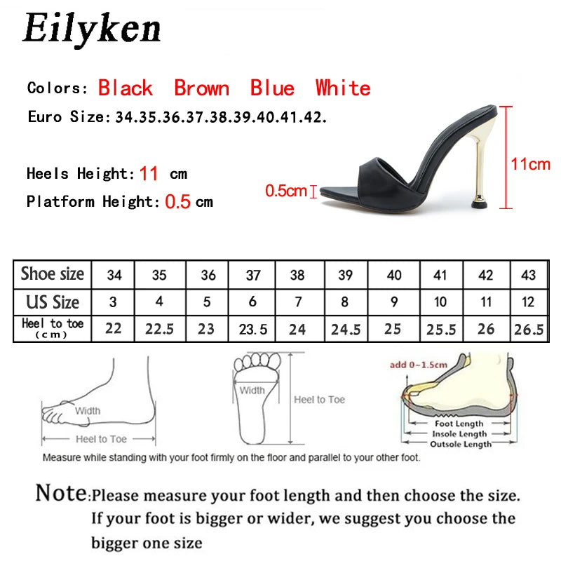 Eilyken Pointed Toe Mule Heels – Women's Thin Stiletto Slide Sandals