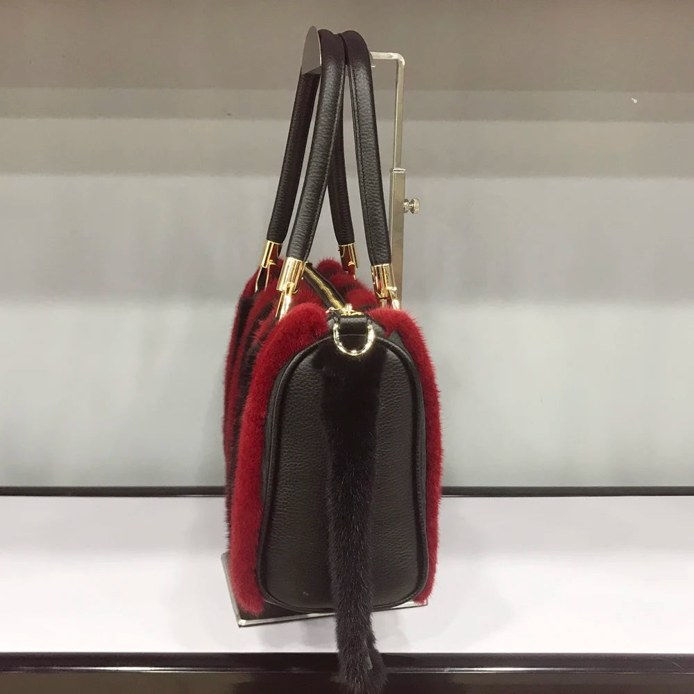 Mink Fur Handbag – Women's Luxury Winter Shoulder Bag
