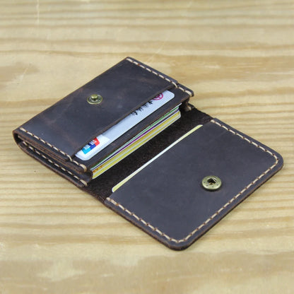 Handmade Genuine Leather Card Wallet – Slim Bifold Purse