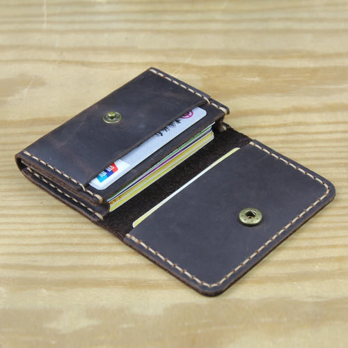 Handmade Genuine Leather Card Wallet – Slim Bifold Purse