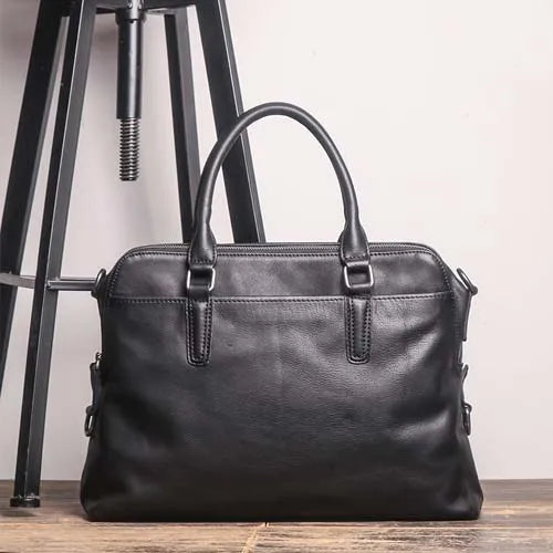 Genuine Leather Men's Briefcase – 14" Laptop Business Bag