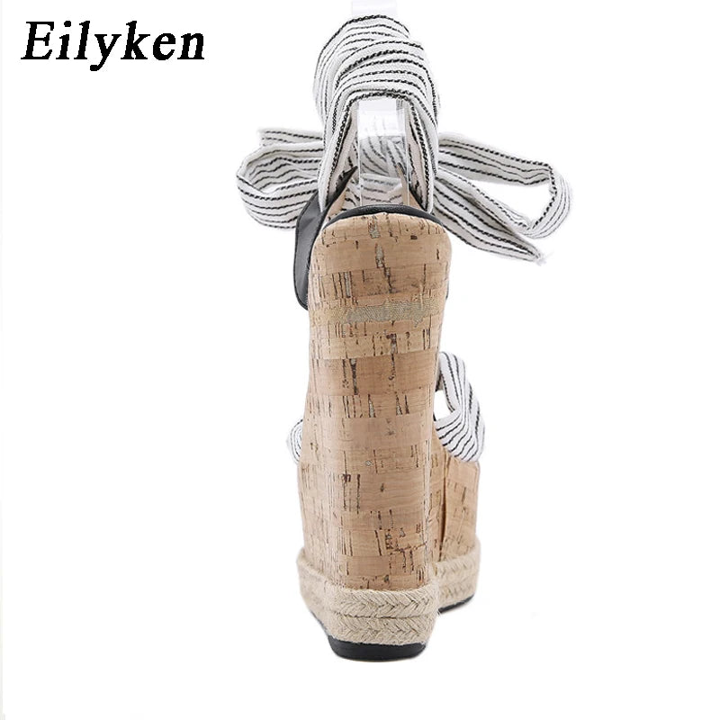 Eilyken Platform Wedge Sandals – Women's Lace-Up Ankle Strap Open Toe