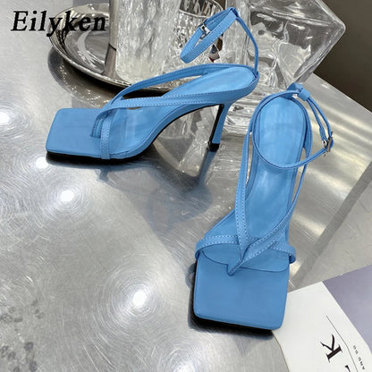 Eilyken Gladiator Sandals Heels Women Fall Best Street Look Females Square Head Open Toe Clip-On