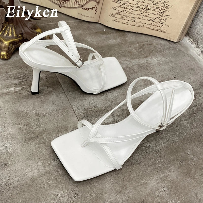 Eilyken Gladiator Sandals Heels Women Fall Best Street Look Females Square Head Open Toe Clip-On