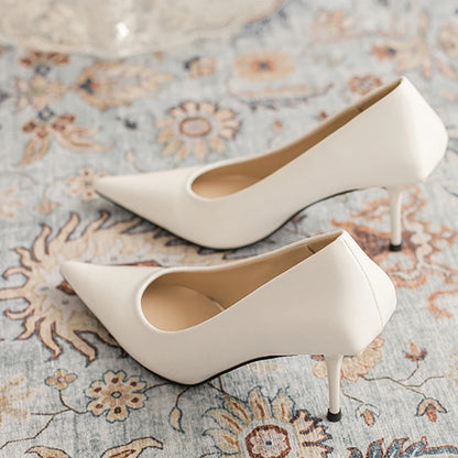 Women's Pointed Toe Stiletto Pumps – Elegant Thin Heel Slip-On Shoes