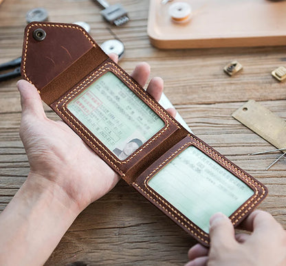 Handmade Crazy Horse Leather Card Holder – Men's Slim Wallet