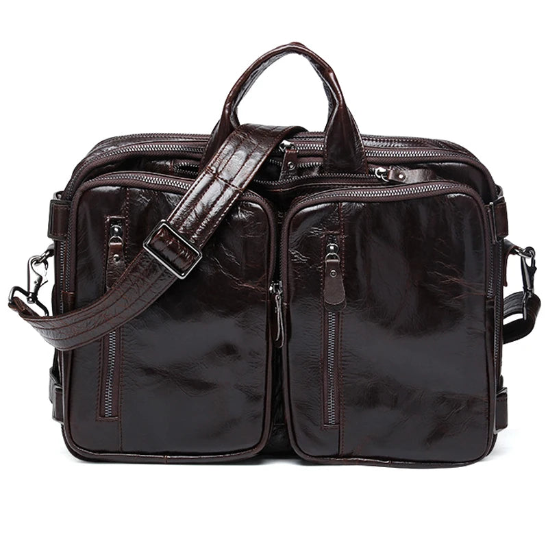 Genuine Leather Men's Briefcase – Laptop Tote & Office Handbag