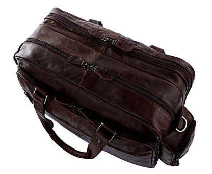 Genuine Leather Briefcase for Men – Oil Wax Large Laptop Shoulder Bag