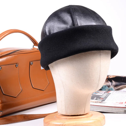 Genuine Leather Skullcap Beanie for Men & Women