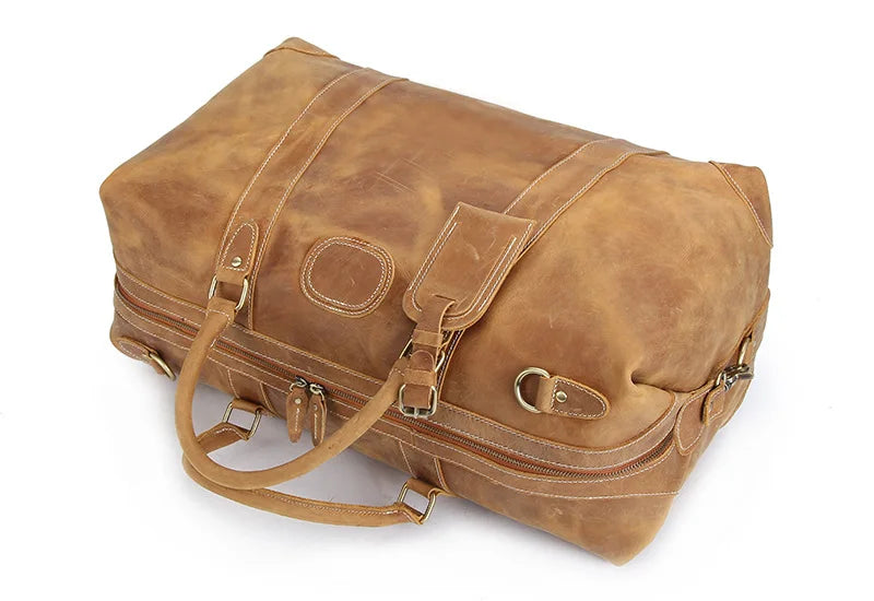 Crazy Horse Leather Duffle Bag for Men