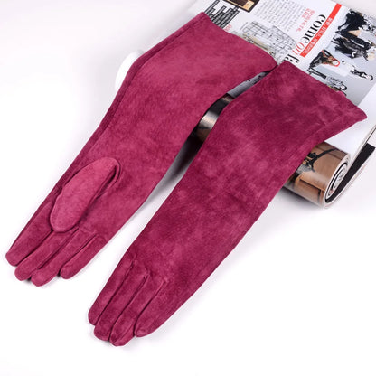 Women's Long Suede Leather Opera Gloves – Evening & Party Wear