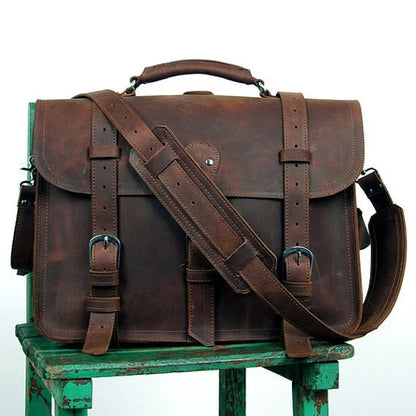 Men's Genuine Leather Backpack – Vintage Crazy Horse Rucksack