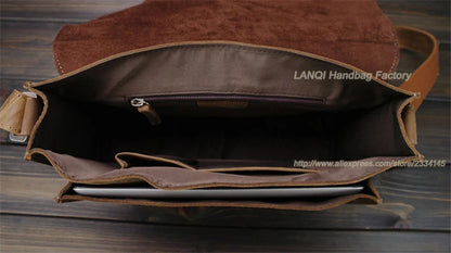 Crazy Horse Leather Men's Messenger Bag – Vintage Crossbody Shoulder Bag