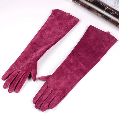 Women's Long Suede Leather Opera Gloves – Evening & Party Wear