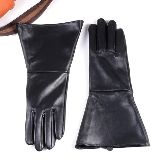Men's Leather Gauntlet Gloves – Long Cuff Motorcycle & Medieval Style