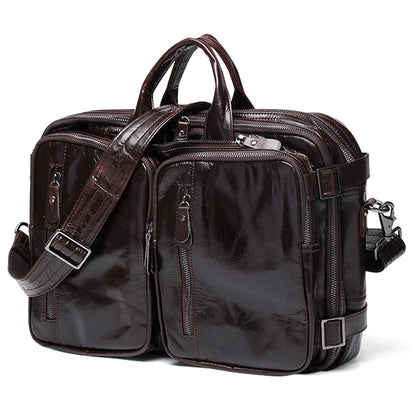 Genuine Leather Men's Briefcase – Laptop Tote & Office Handbag
