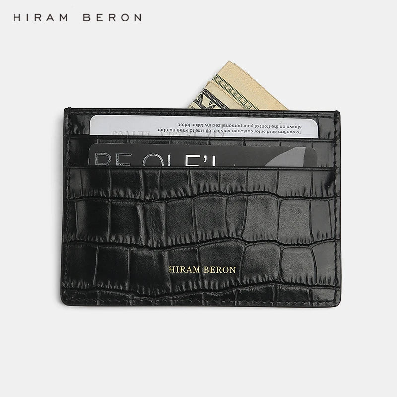 Hiram Beron Crocodile Pattern Leather Credit Card Holder & Compact Wallet